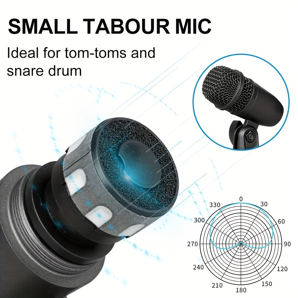 7pcs Wired Dynamic Microphone Kit for Drums All-Metal Construction for Stage Use