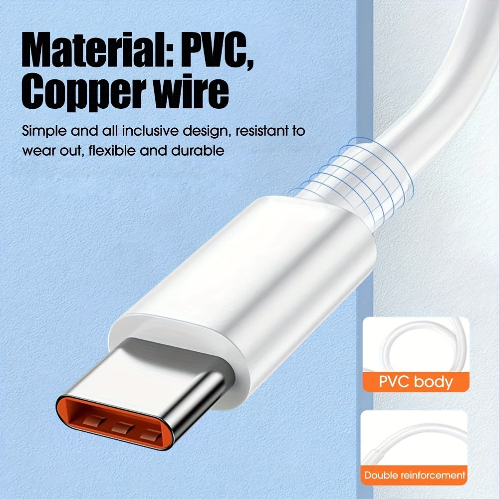 USB-C Charging Cable 6A 120W Fast Data Transfer PVC Matte Round