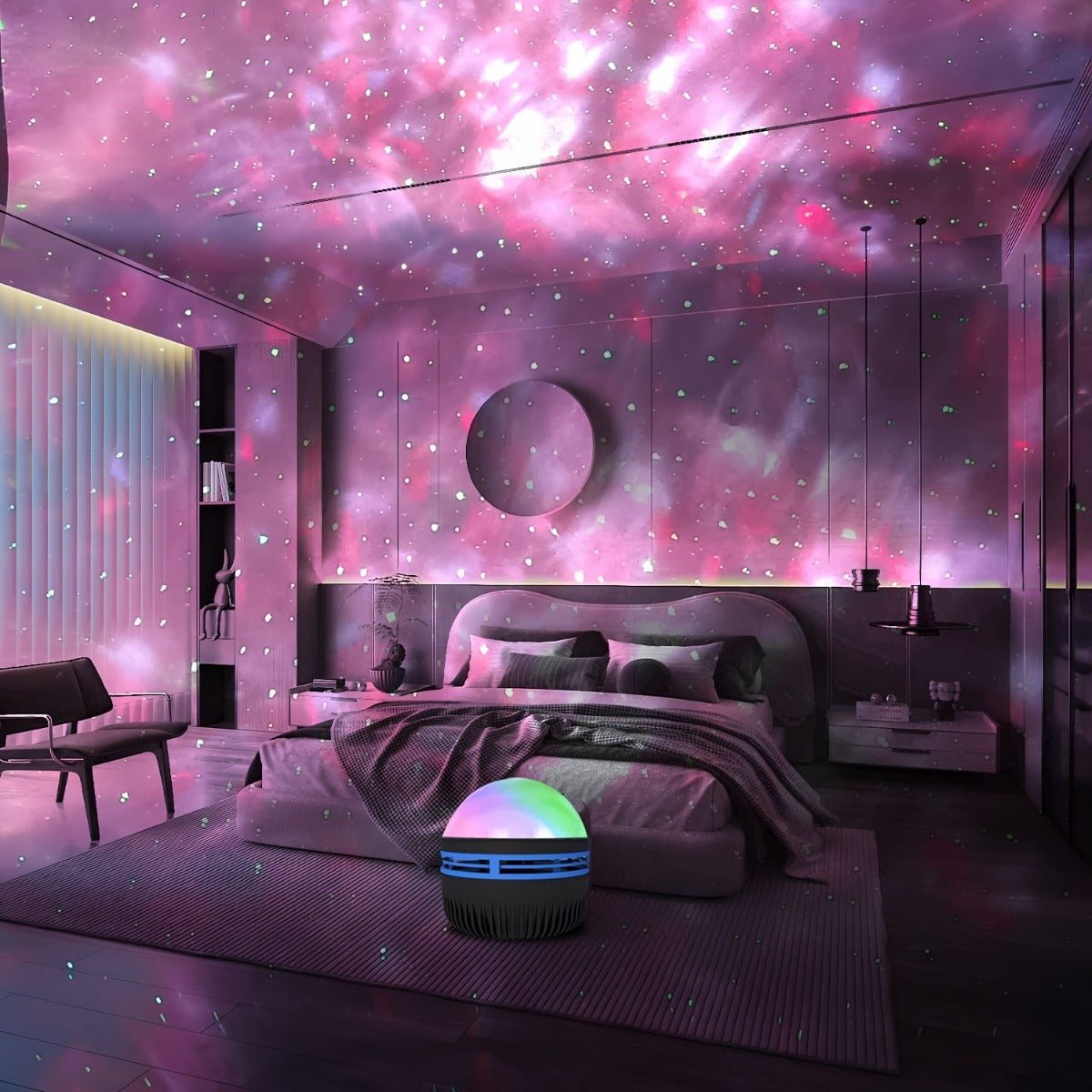 USB-Powered Projector Lamp with Remote Control RGB LED Aurora Effect for Bedroom Living Room Decor