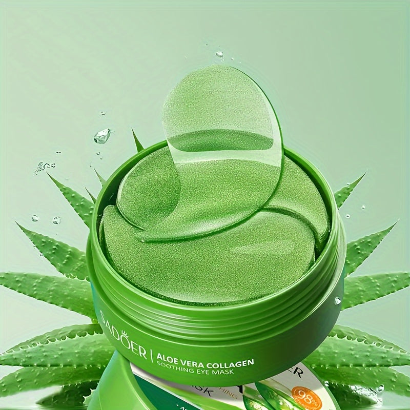 Unisex Unscented Aloe Vera Collagen Eye Mask Set for Moisturizing and Firming 2 Pack
