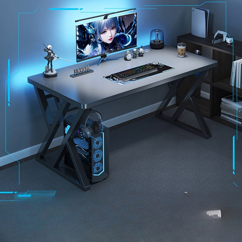 White Wooden Desk for Gaming Work and Study Sturdy Multi-Functional Home Office Table