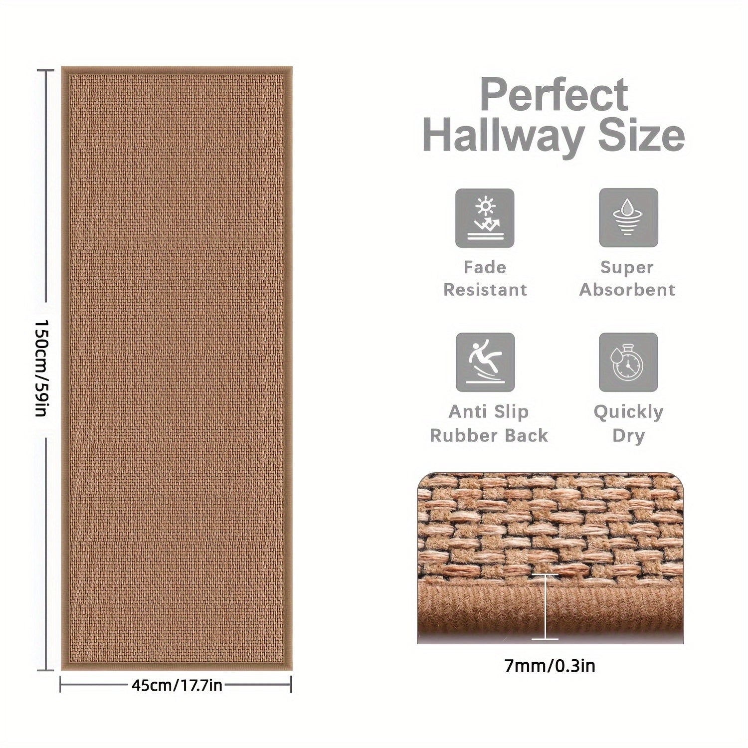 Textured Farmhouse Rug with Anti-Shedding Fade-Resistant Durable Material for High-Traffic Areas