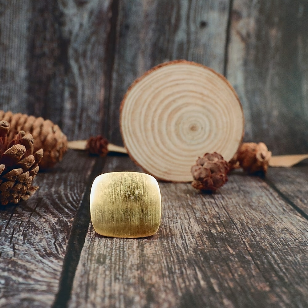 Women's Wide Metal Square Ring 18K Gold Plated for Christmas Valentine's Day