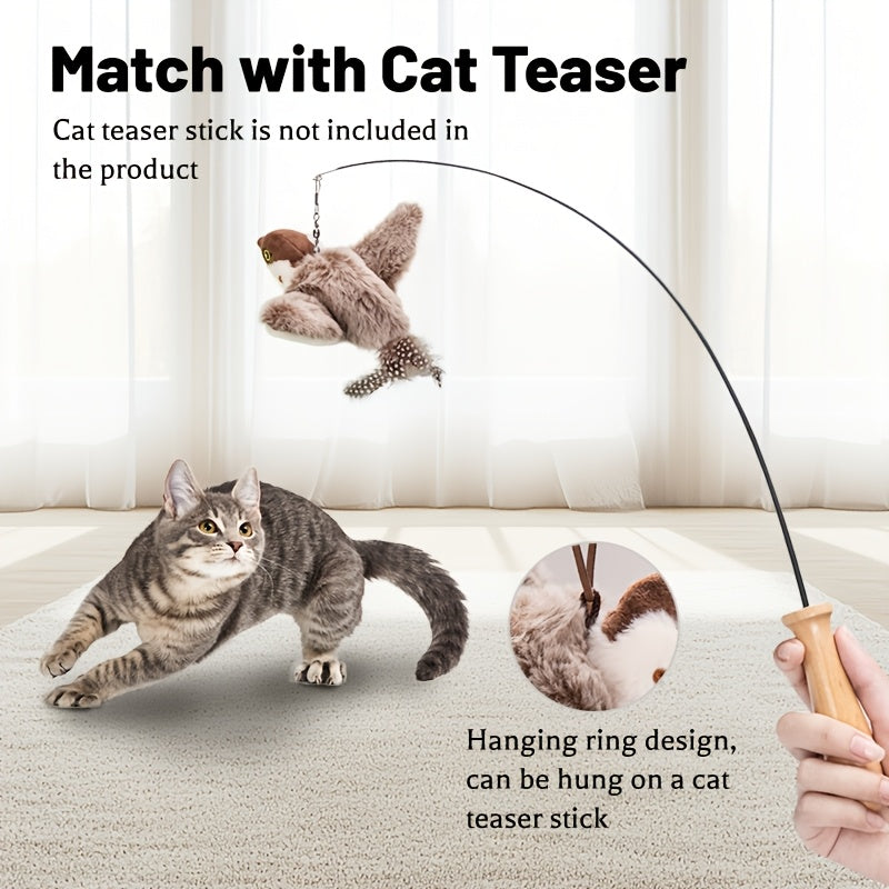 Electric Cat Toy with Flapping Bird and Real Bird Sounds Rechargeable Durable Polyester
