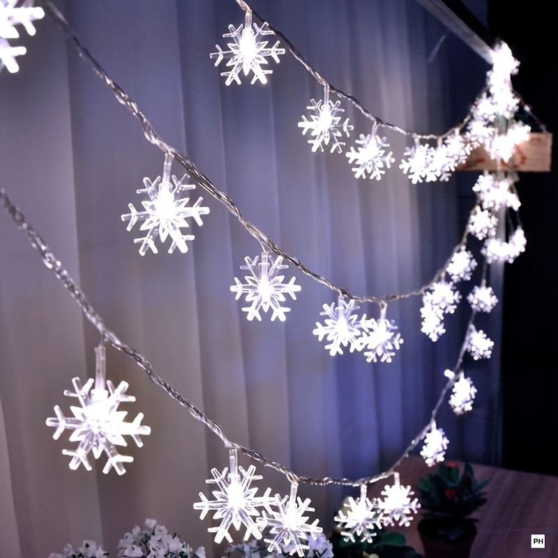 Vintage Snowflake String Lights Battery-Operated White LEDs for Christmas Weddings Gardens
