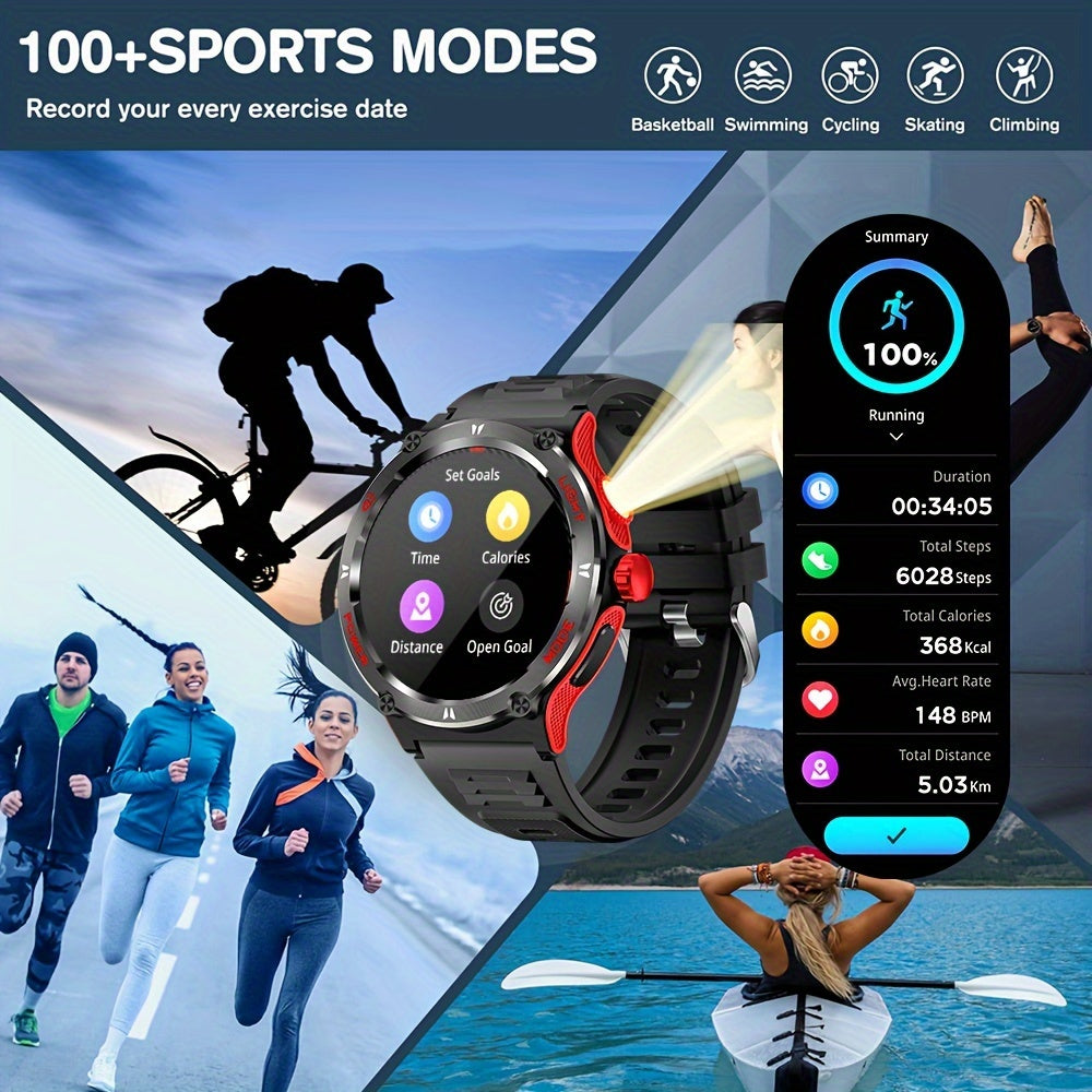 Unisex Outdoor Sports Smartwatch with 100+ Modes LED Light Call Answering Extended Battery