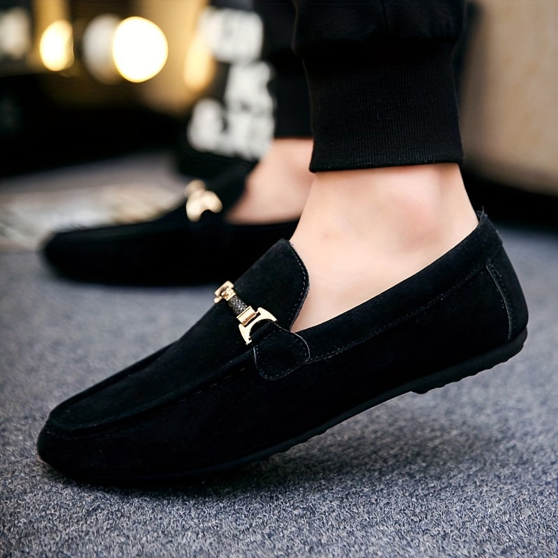 Men's Casual Loafer Shoes Slip-On Sneakers Solid Color Round Toe All-Season Comfort