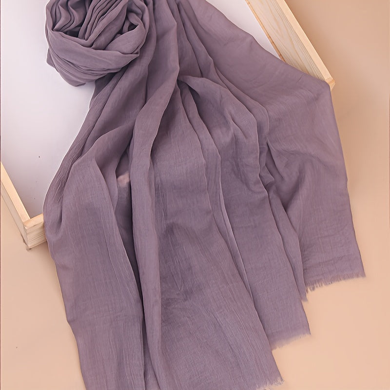 Women's Lightweight Solid Color Scarf Shawl Breathable Soft Polyester Sun Protection