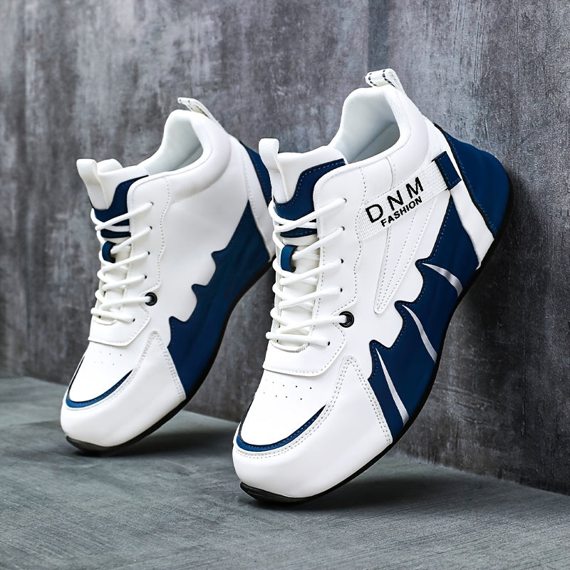 Erkaklar uchun klassik pastki krossovkalar, bog'ichli dizayn, yugurish uchun zarbani so'ruvchi va nafas oladigan, skeytbord uchun mustahkam qalin taglik, bir rangli grafik dizayn, dumaloq barmoq, sun'iy yuqori qism va