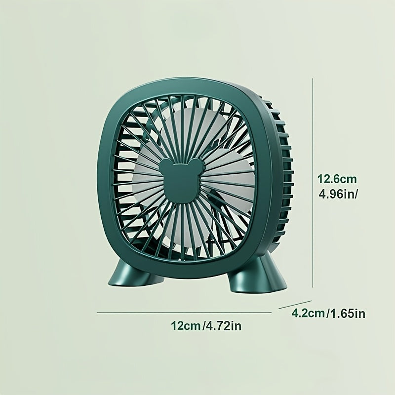 Teal Portable Mini Desktop Fan USB Powered Quiet Adjustable Speed Cooling