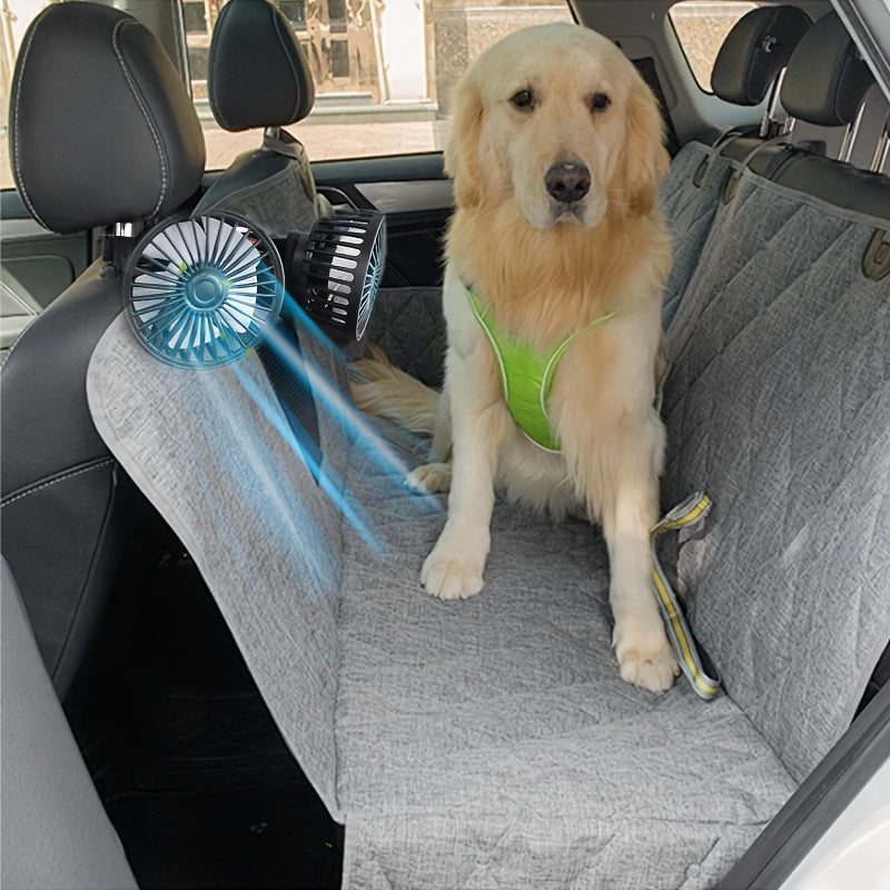 Car Fan Dual Head Vehicle Air Conditioner Portable Clip-On 360° Rotation