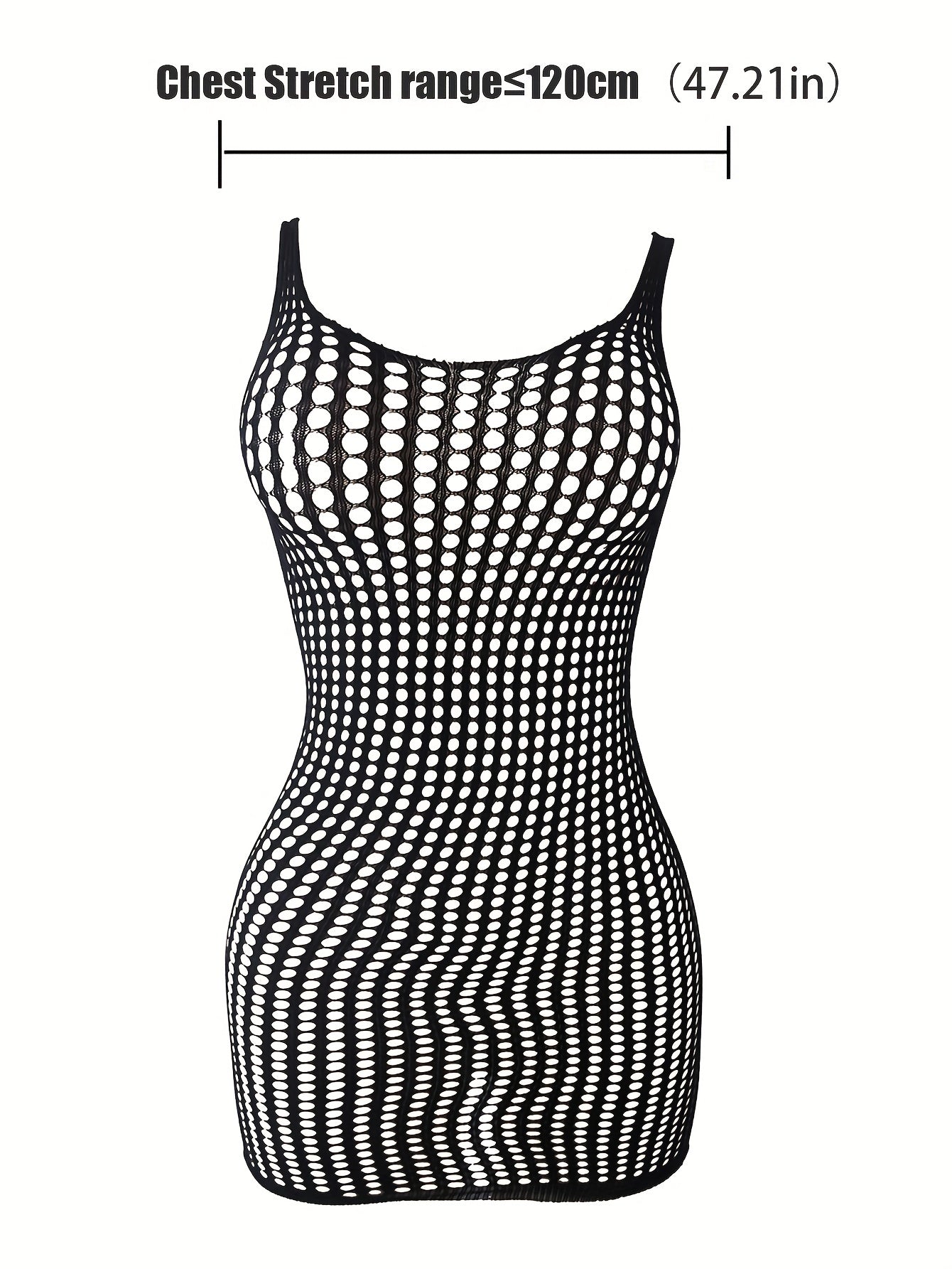 Ayollar uchun Fishnet bo'yinbog'siz Bodycon kiyi, bayramlar uchun elastik shaffof ichki kiyim