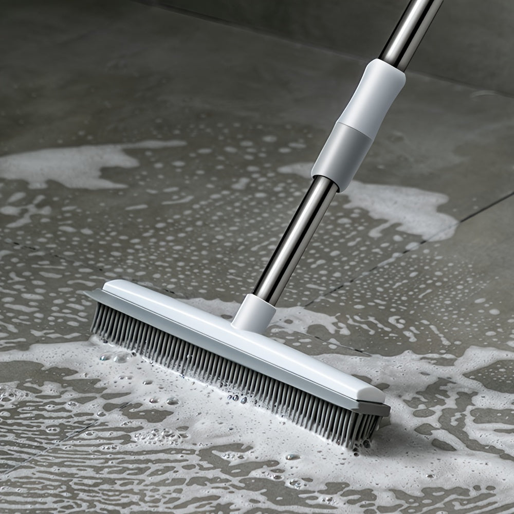 Uzaytiriladigan rezina qopqog'li supurgi, scraper, zanglamaydigan po'lat va silikondan, ko'p funktsiyali pol va hayvon tuklarini tozalash uchun