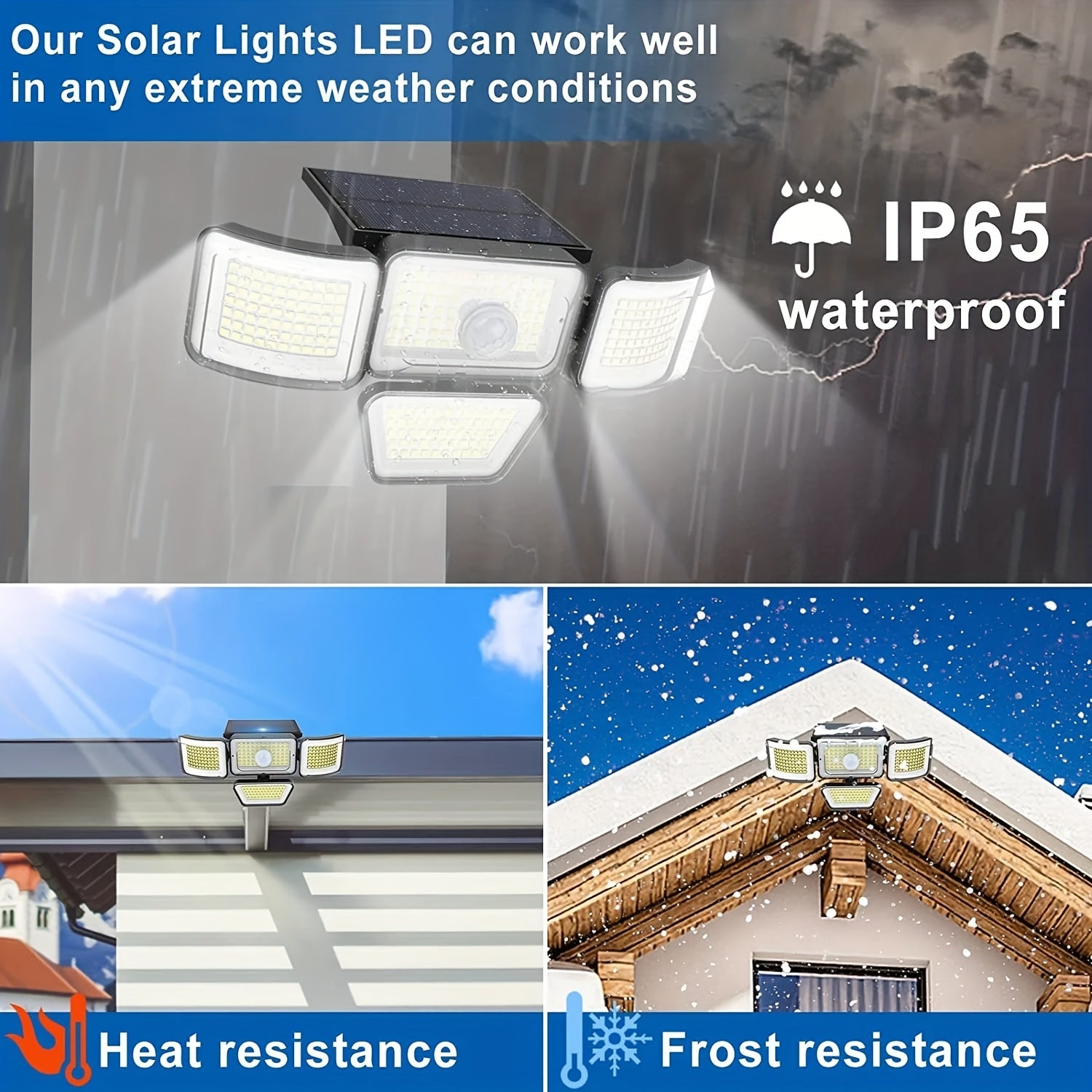 278 LED Solar Outdoor Light with 4 Adjustable Heads IP65 Waterproof Security Garden Lamp