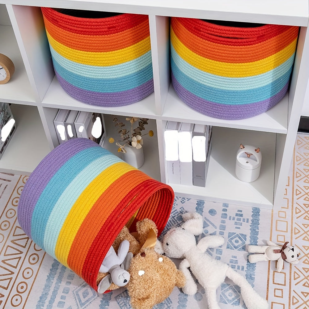 Colorful Cotton Rope Storage Basket for Kids Rooms and Baby Nurseries