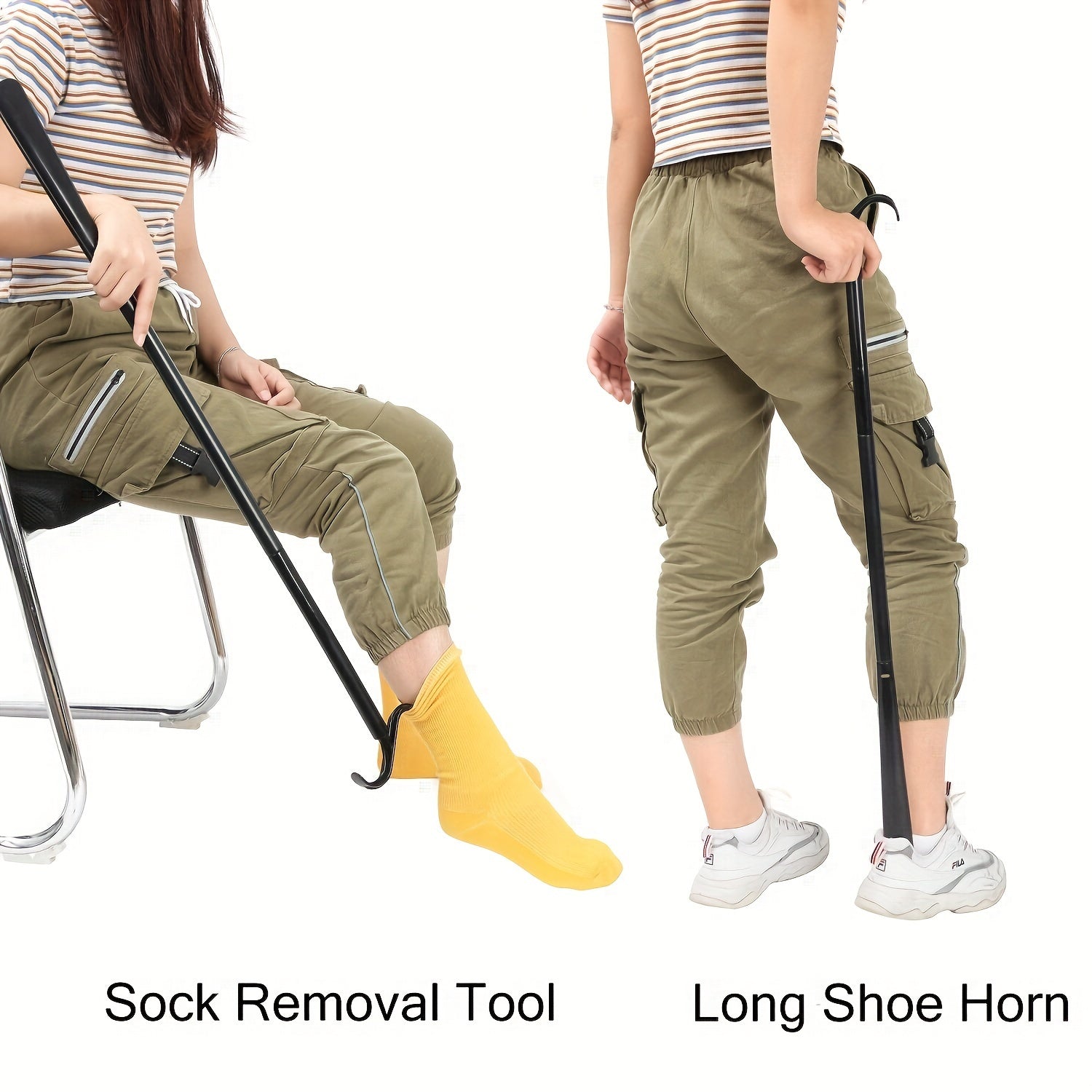 Unisex Long Dressing Stick With Shoe Horn And Sock Remover 35 Inch
