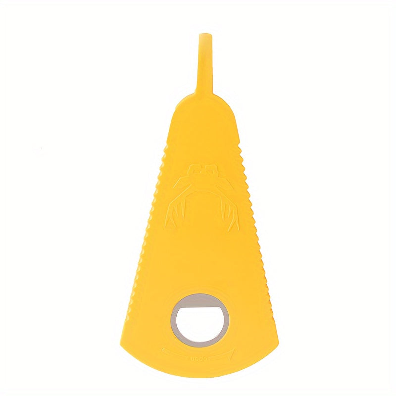 Multi-Purpose Plastic Bottle Opener with Yellow Grip and Green Base