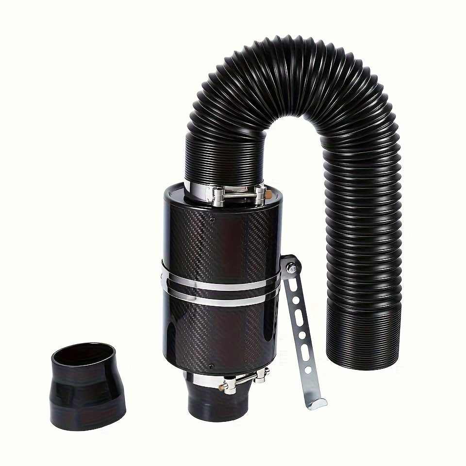 Universal Automotive Air Filter Kit Carbon Fiber Intake System with Flexible Hose