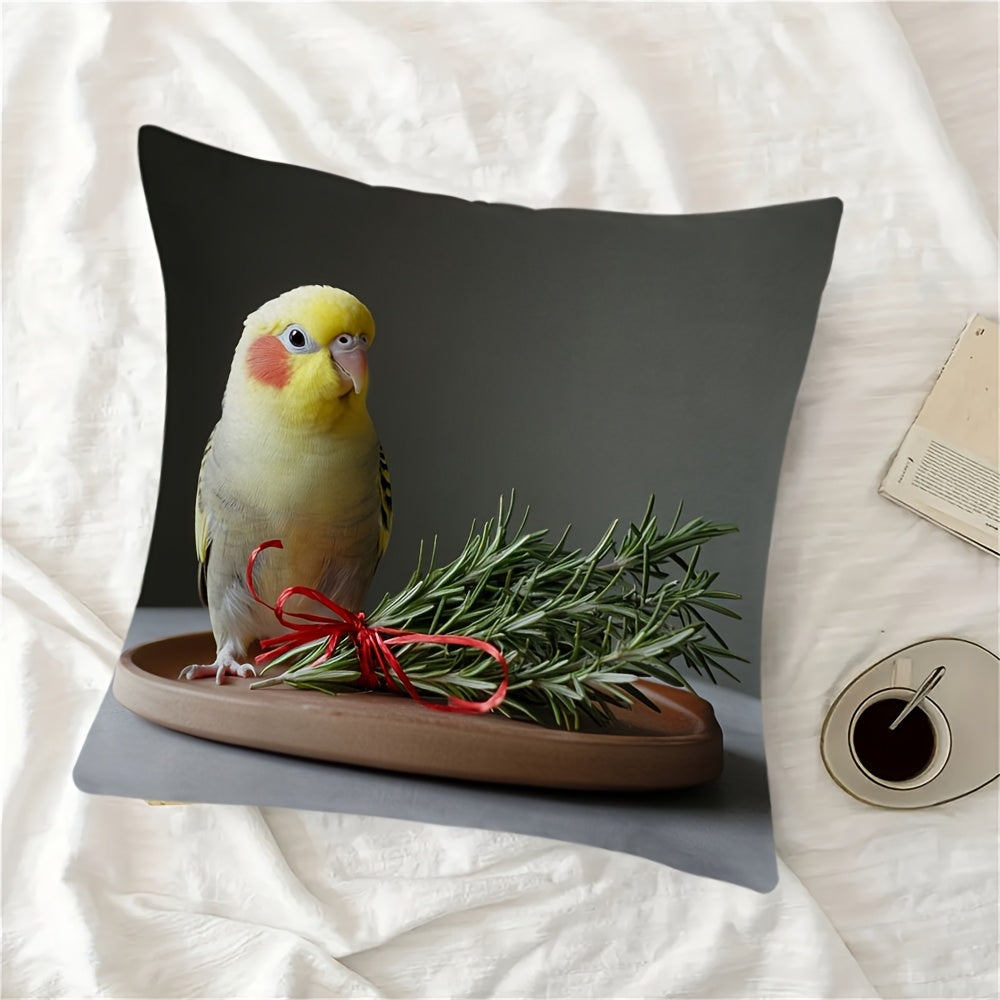 Cockatiel Throw Pillow Cover with Seasonal Design Durable Double-Sided Polyester for Living Room Bedroom Office Sofa