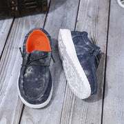 Boys Casual Sneakers with Elastic Laces Denim-Textured Canvas and EVA Sole for Spring and Fall