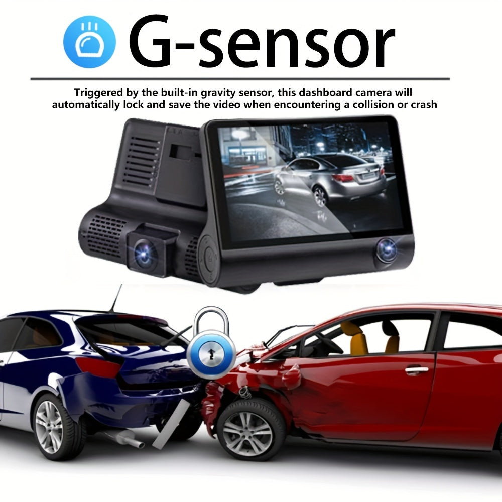 4-дюйковая HD-камера для автомобиля с передней, задней и внутренней камерами, 1080P Full HD, память 64 ГБ