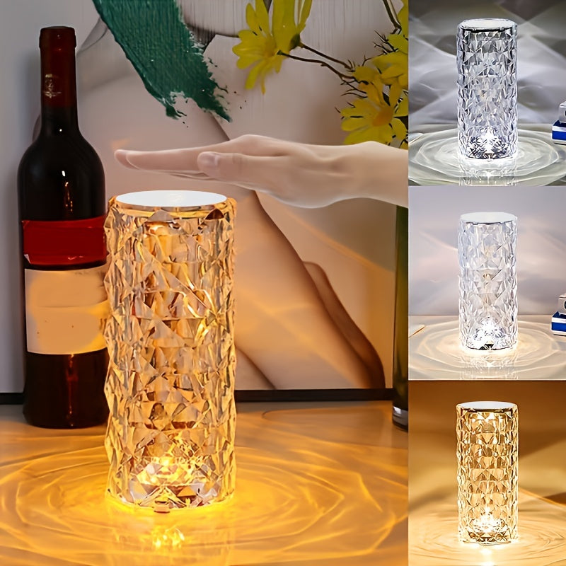 RGB Crystal Rose Night Light with 16 Colors Touch and Remote Control Dimmable USB Rechargeable Atmosphere Lamp