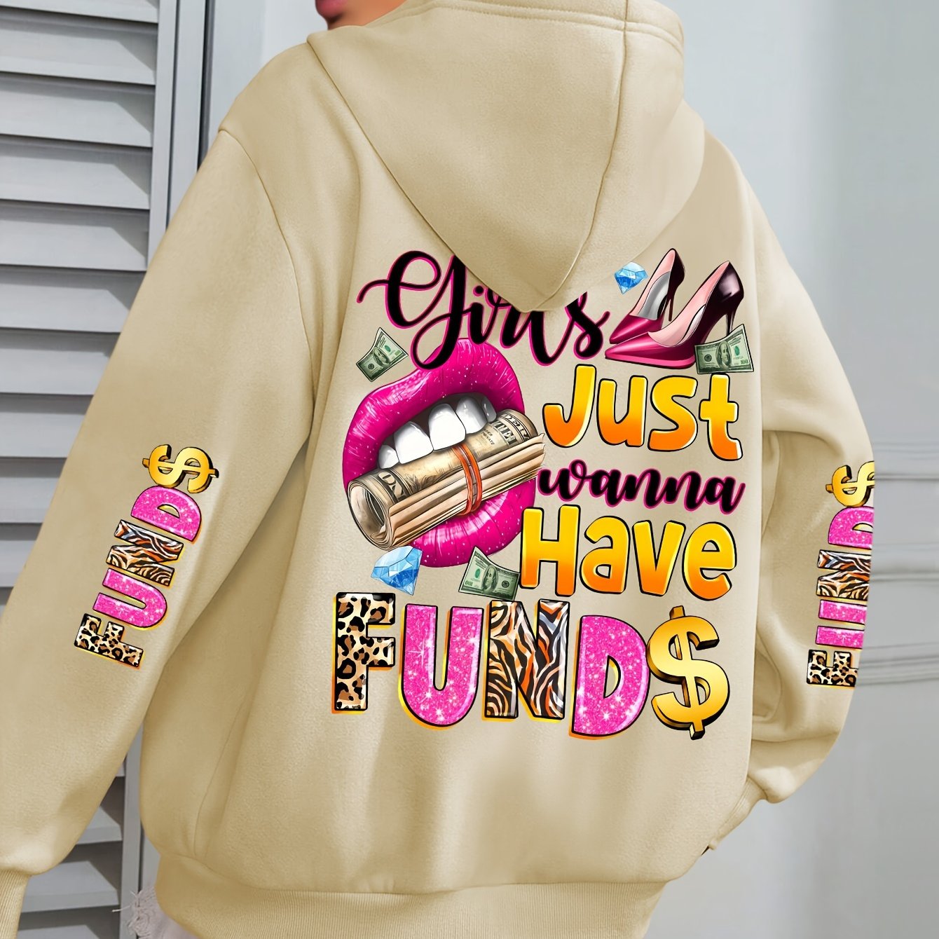 Plus Size Hoodie Men Women Polyester Knit Pullover Letter Print Autumn Winter