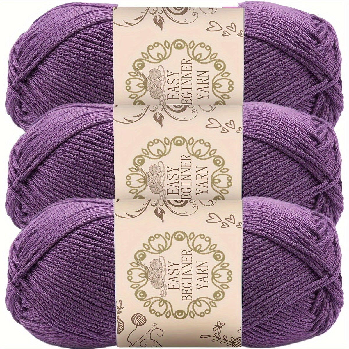 3-Piece Soft Acrylic Yarn for Crochet and Knitting 50g Hand-Dyed 4-Ply