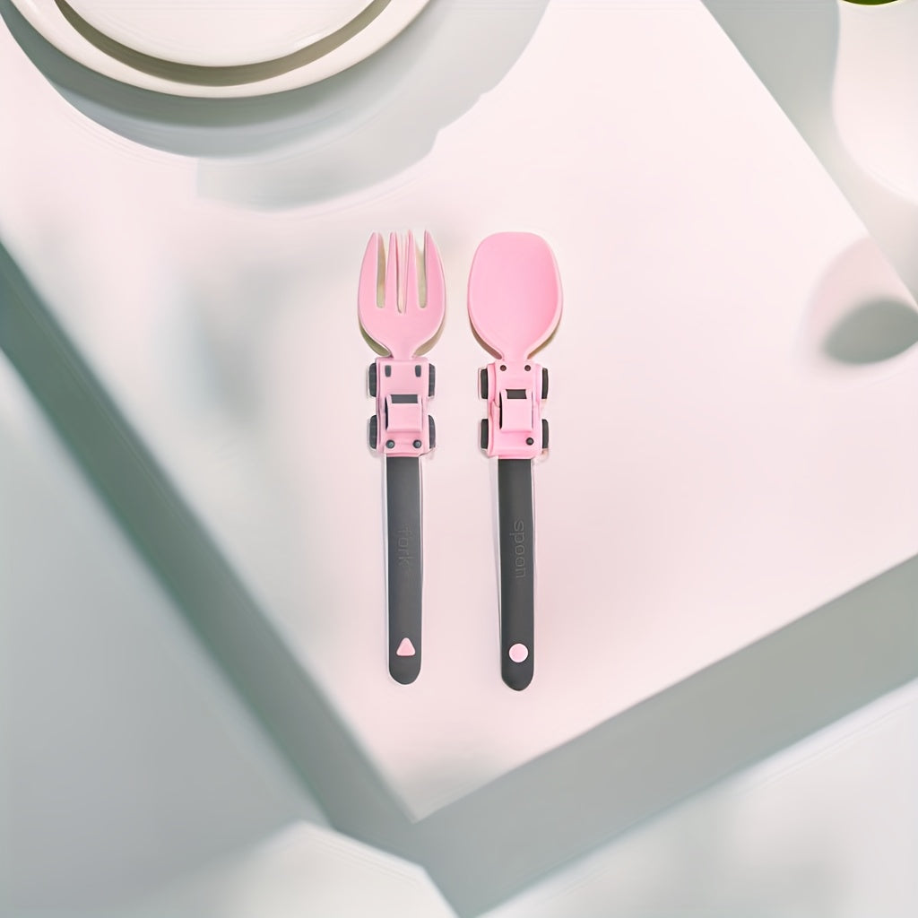 Kids Cartoon Race Car Kids Utensils Fork and Spoon Set for Children Self-Feeding