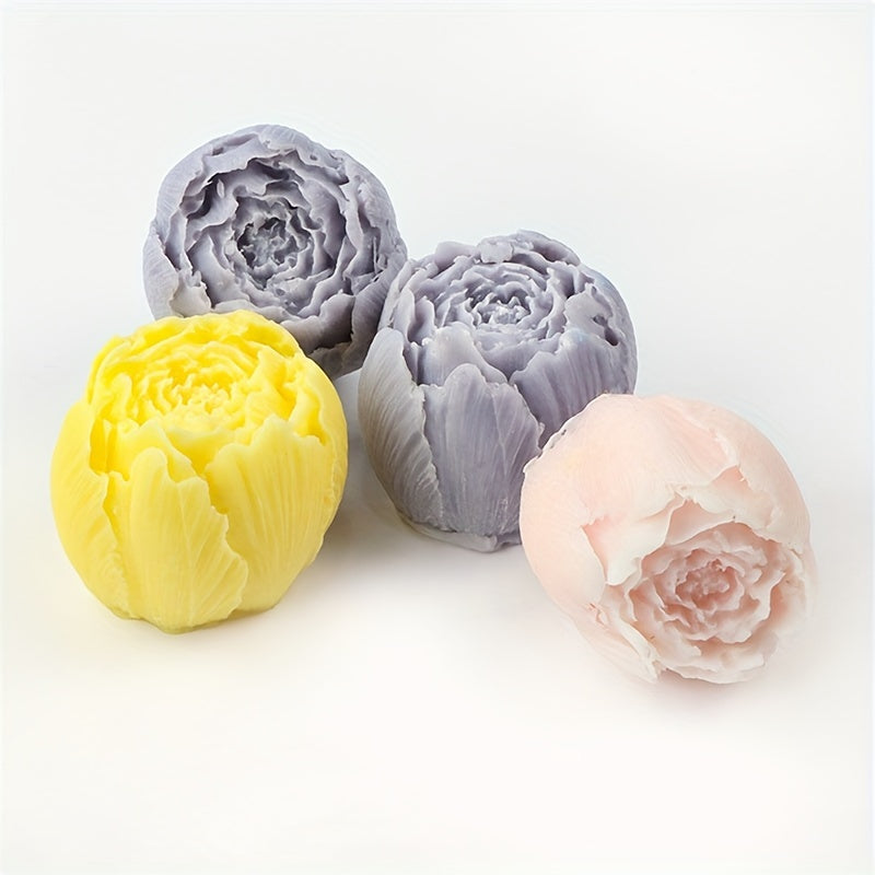 1 dona Gul Silikon Qayta tayyorlash uchun Shokolad, Mousse, Muzqaymoq va Sham yasash - Atirgul va Pion Dizaynlari Qizil va Binafsha ranglarda