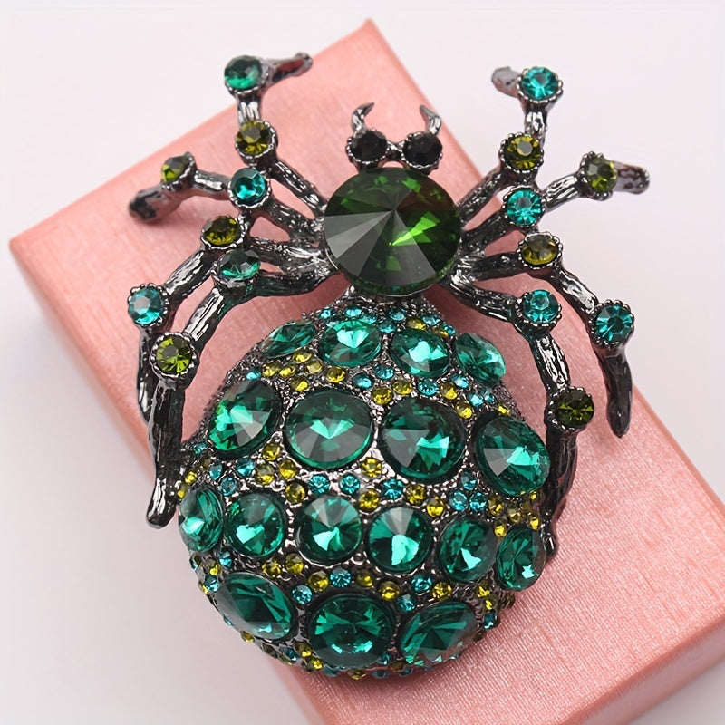 Vintage Rhinestone Spider Brooch Pin for Coats and Accessories
