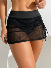 Women's Wavy Striped Swim Skorts with Built-In Brief Bikini Bottoms for Women