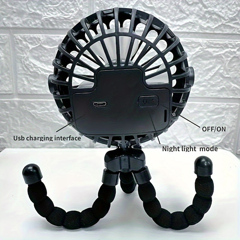 Rechargeable Bladeless Stroller Fan Compact Folding Handheld Silent Table Fan