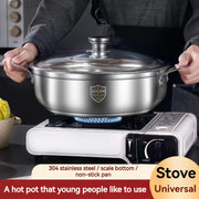 Olla de sopa de acero inoxidable 304 con construcción gruesa y base de ahorro de energía