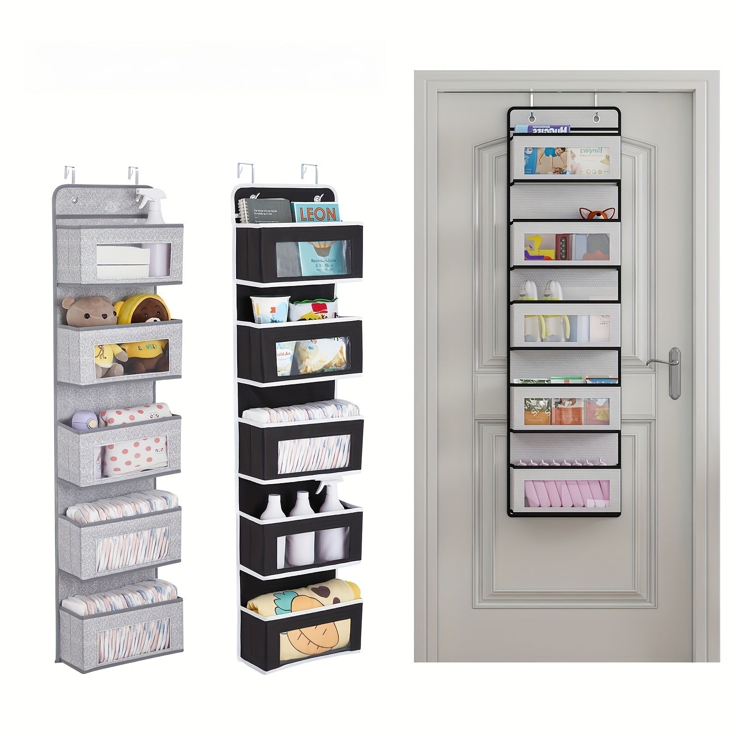 Organizador de pared con 2 ganchos de metal para armario, armario, baño y cocina