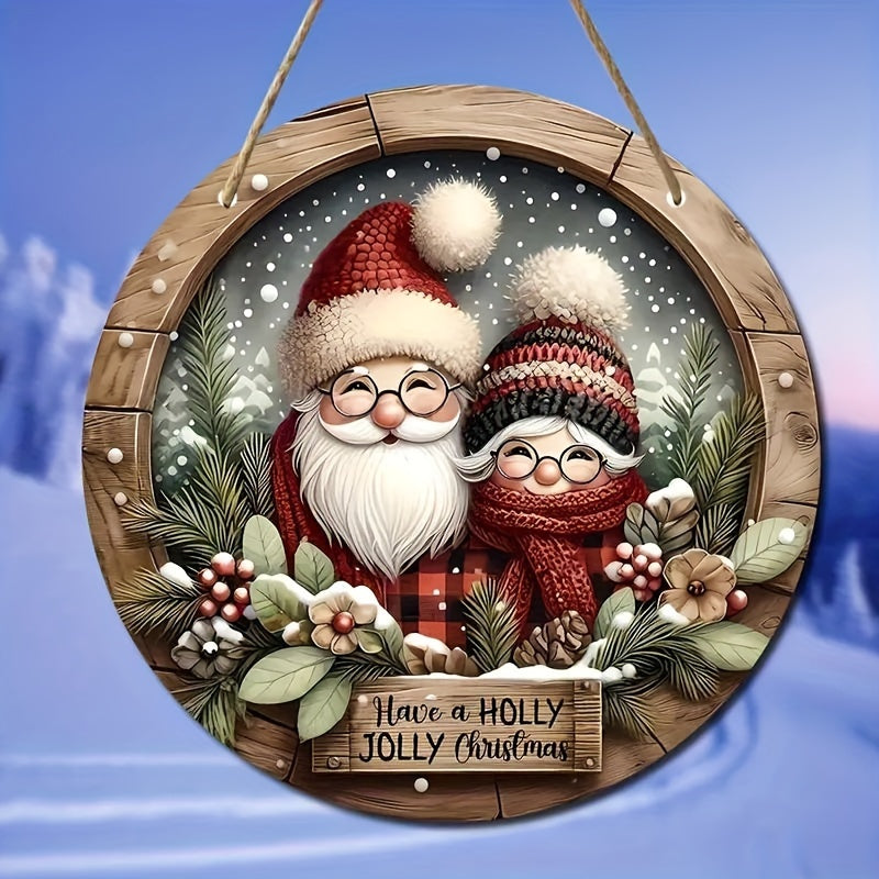 Wooden Christmas Wreath 20.07cm Door Wall Hanging Decorative Gift