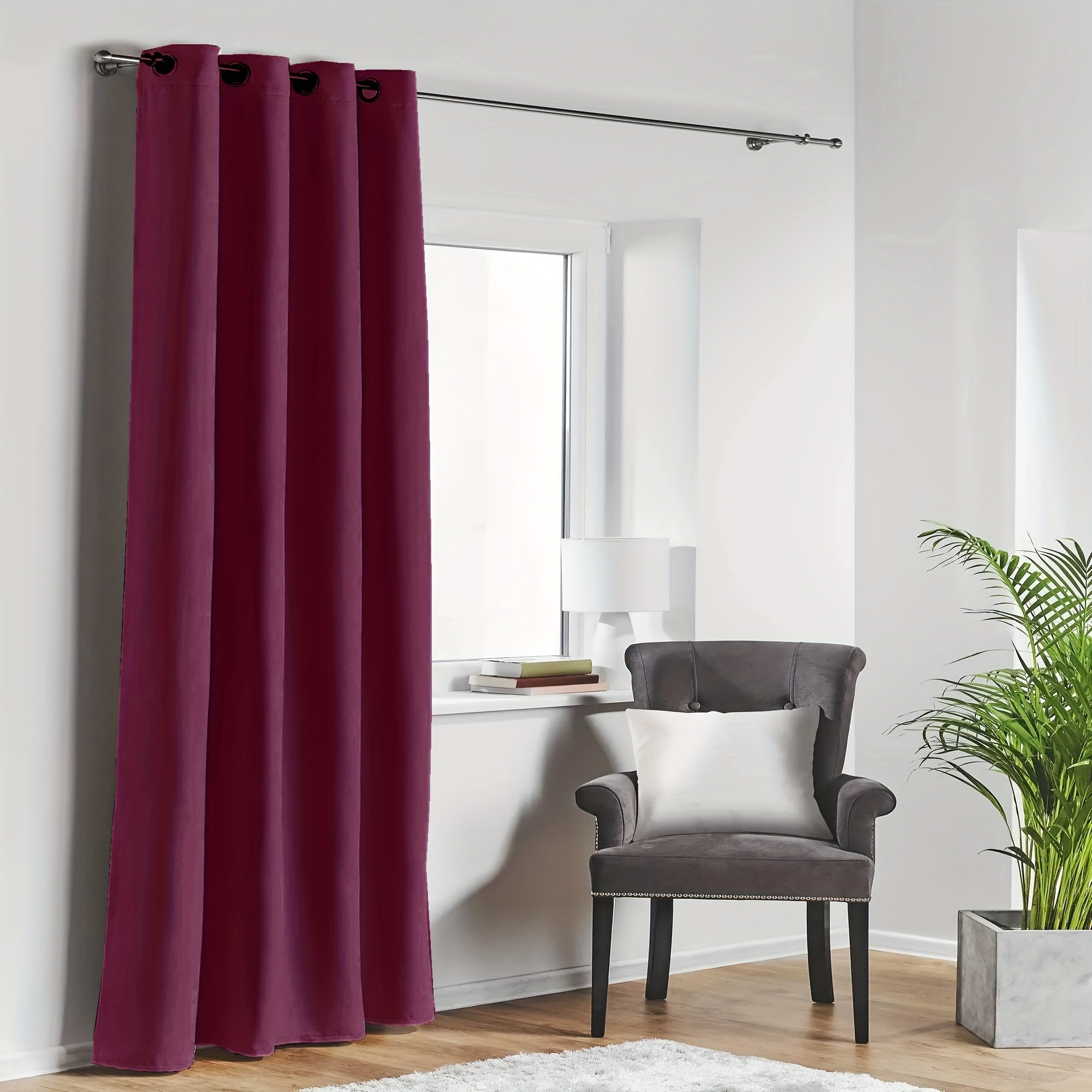 Blackout Curtain with Loop for Bedroom and Living Room Heat Insulation Noise Reduction 180g