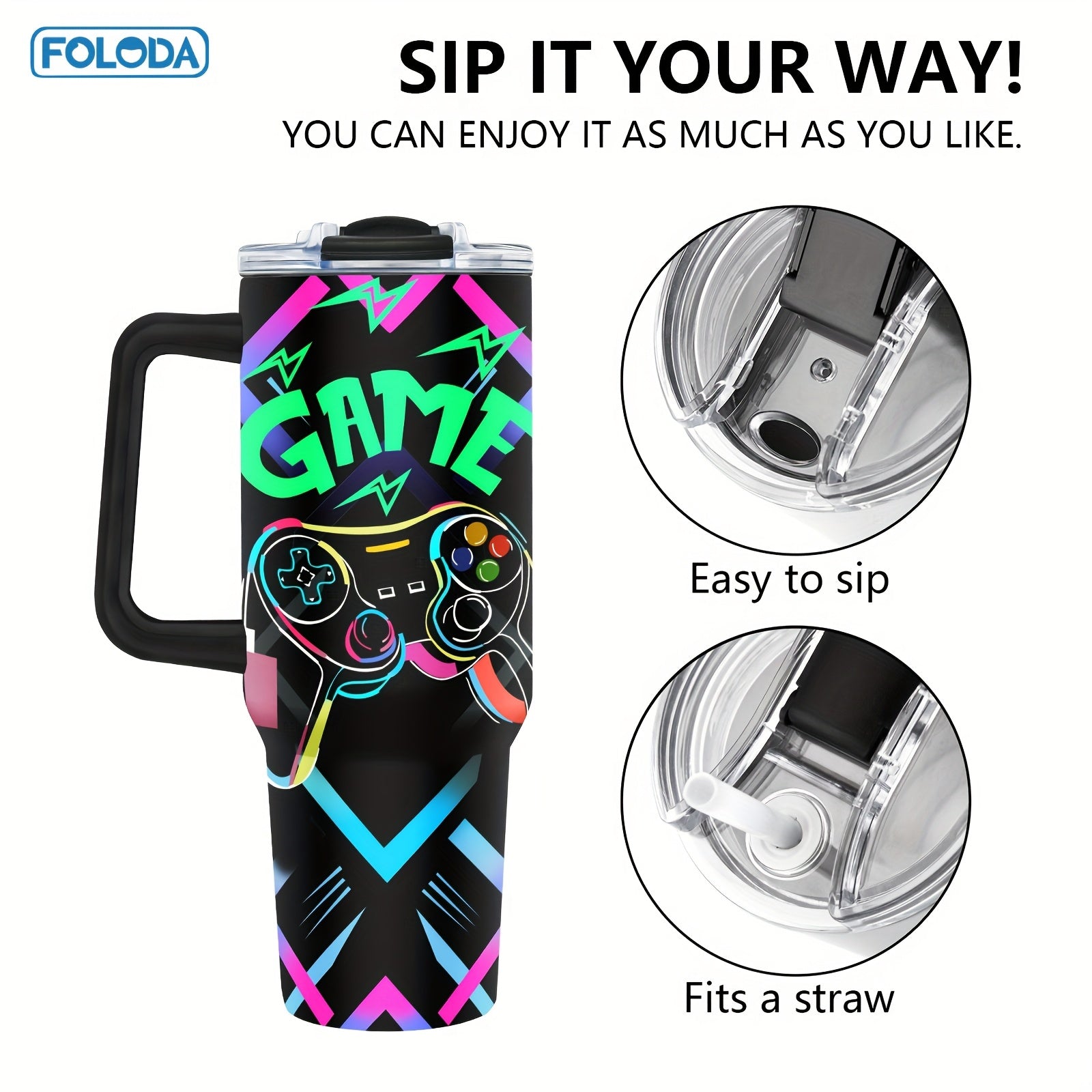 40oz zanglamaydigan po'latdan tayyor sayohat uchun termokupka, tutqichli qopqoq va quvurlar bilan, ochiq havoda foydalanish uchun