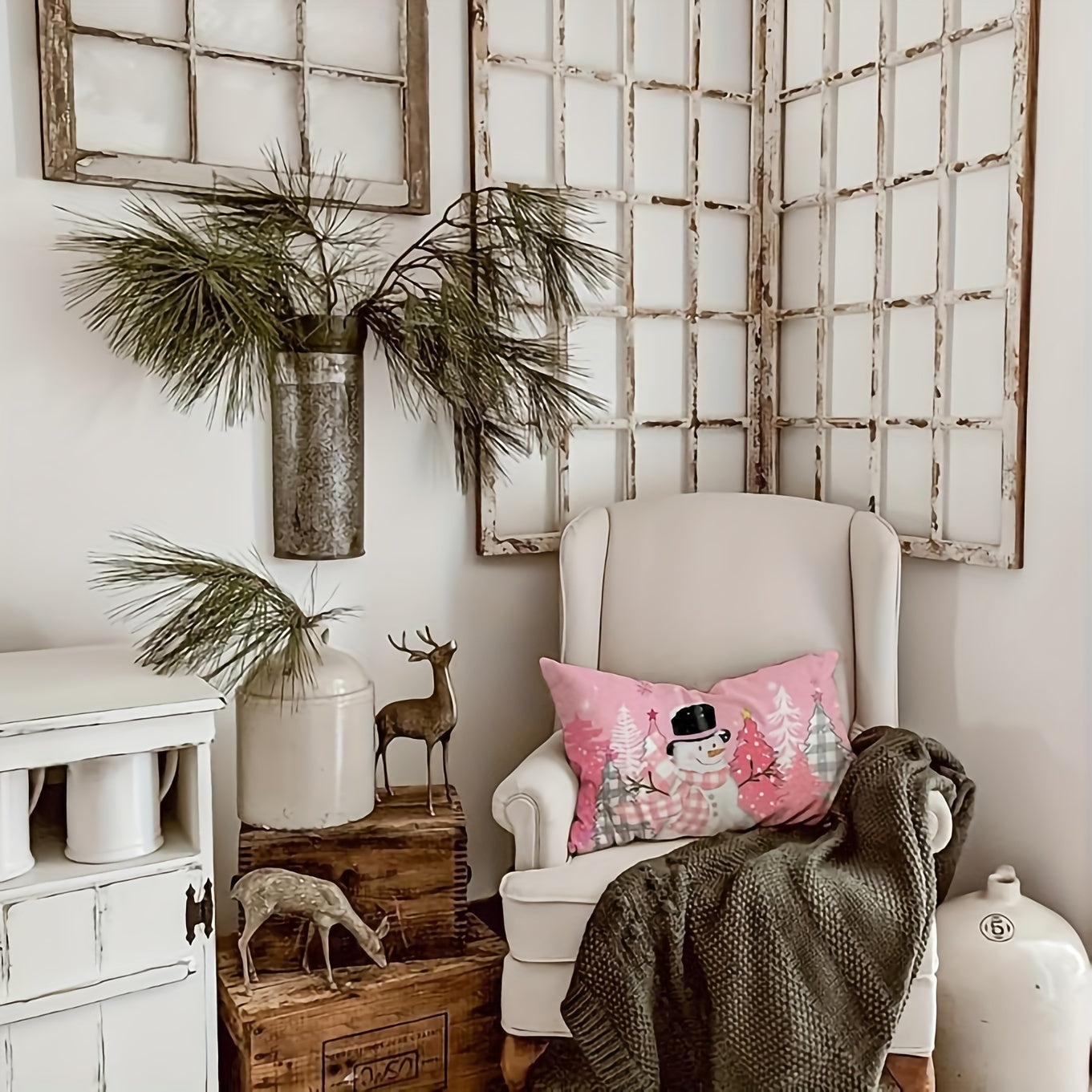 Pink Christmas Pillow Cover 12x20in Modern Woven Polyester Easy to Clean