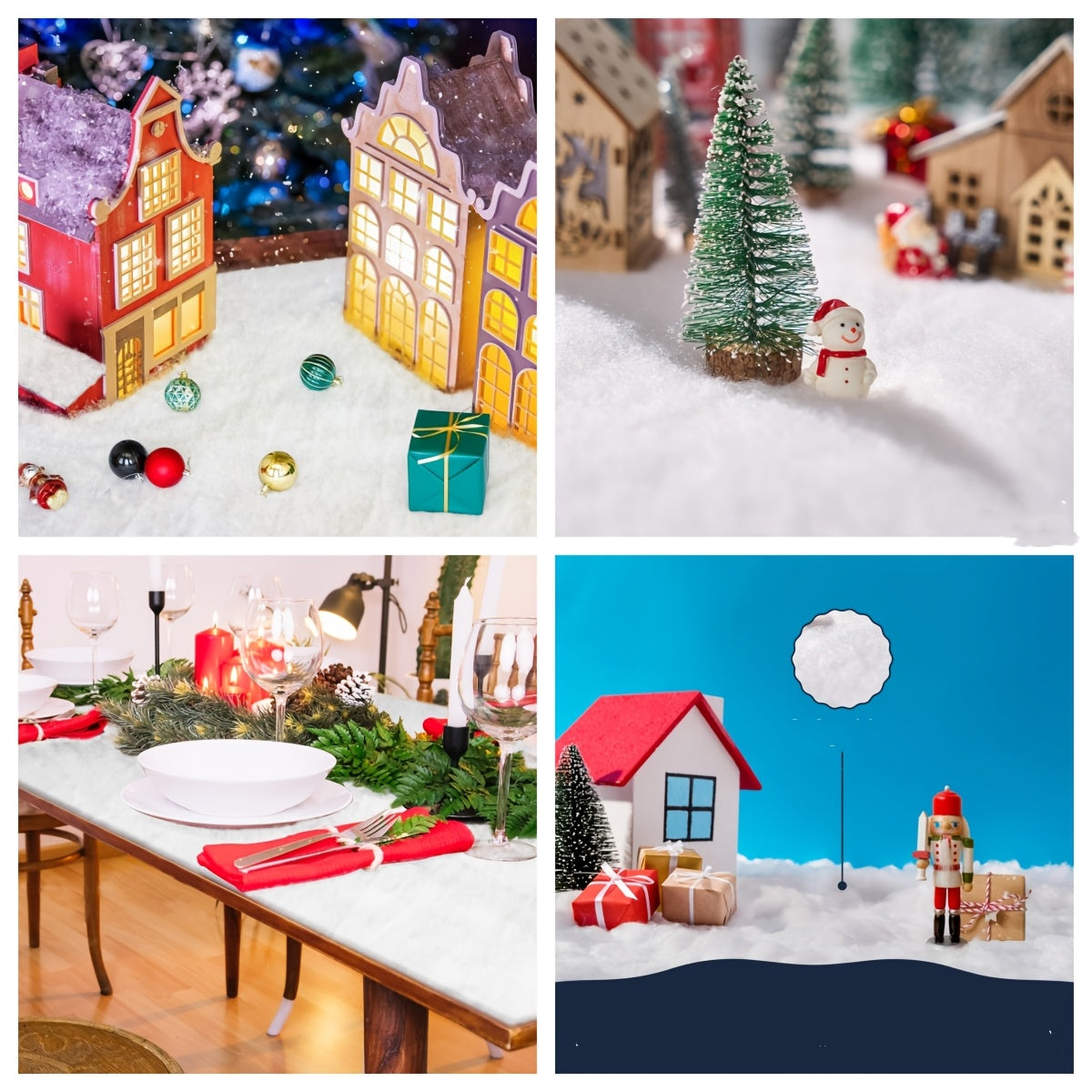 White Faux Snow Blanket for Holiday Decorations, Table Runner and Photo Backdrop