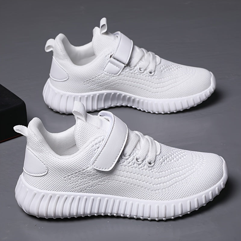 Girls Mesh Sneakers with Hook-and-Loop Closure Lightweight EVA Sole All Seasons