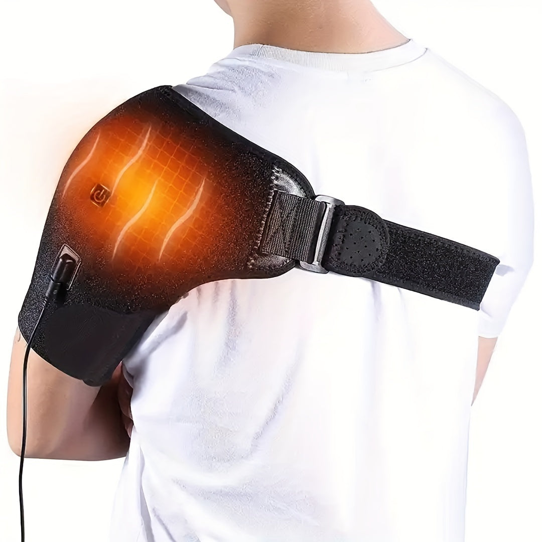 USB Rechargeable Heated Shoulder Brace with Adjustable Strap and 3-Level Temperature Control