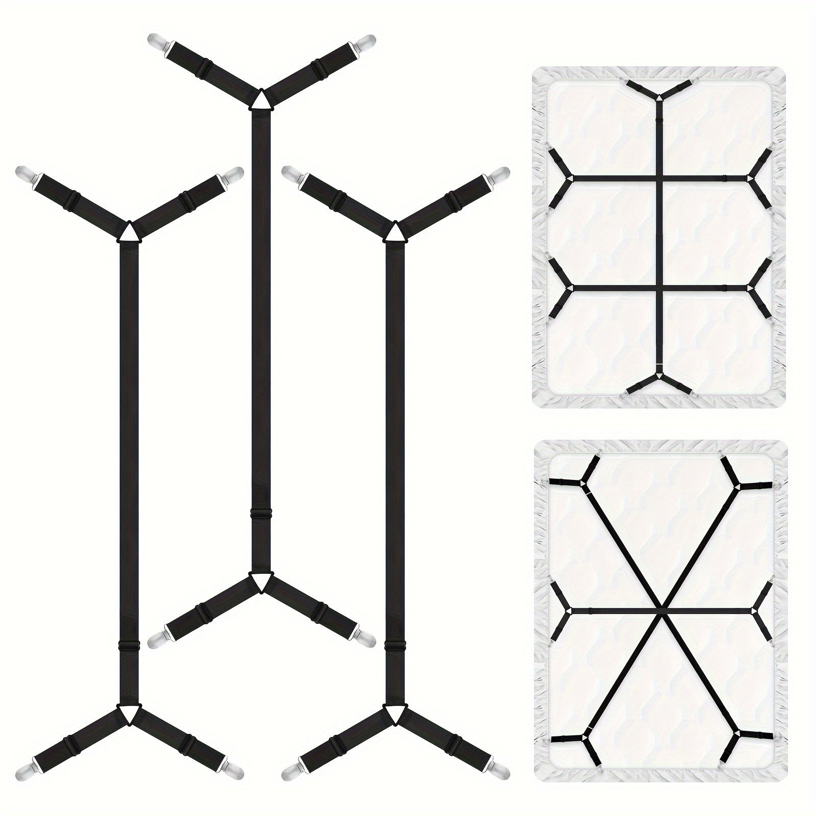 Juego de 3 correas ajustables para sábanas, sujetadores elásticos para sábanas ajustables