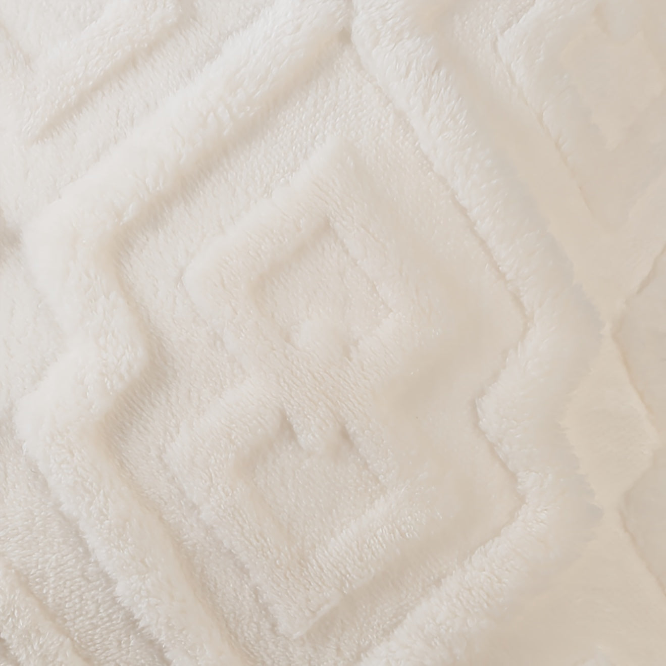 Plush Faux Wool Velvet Pillow Cover Cream Beige Geometric Zippered Decor