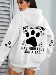 Plus Size Women's Casual Hoodie Graphic Pullover with Paw Print Design