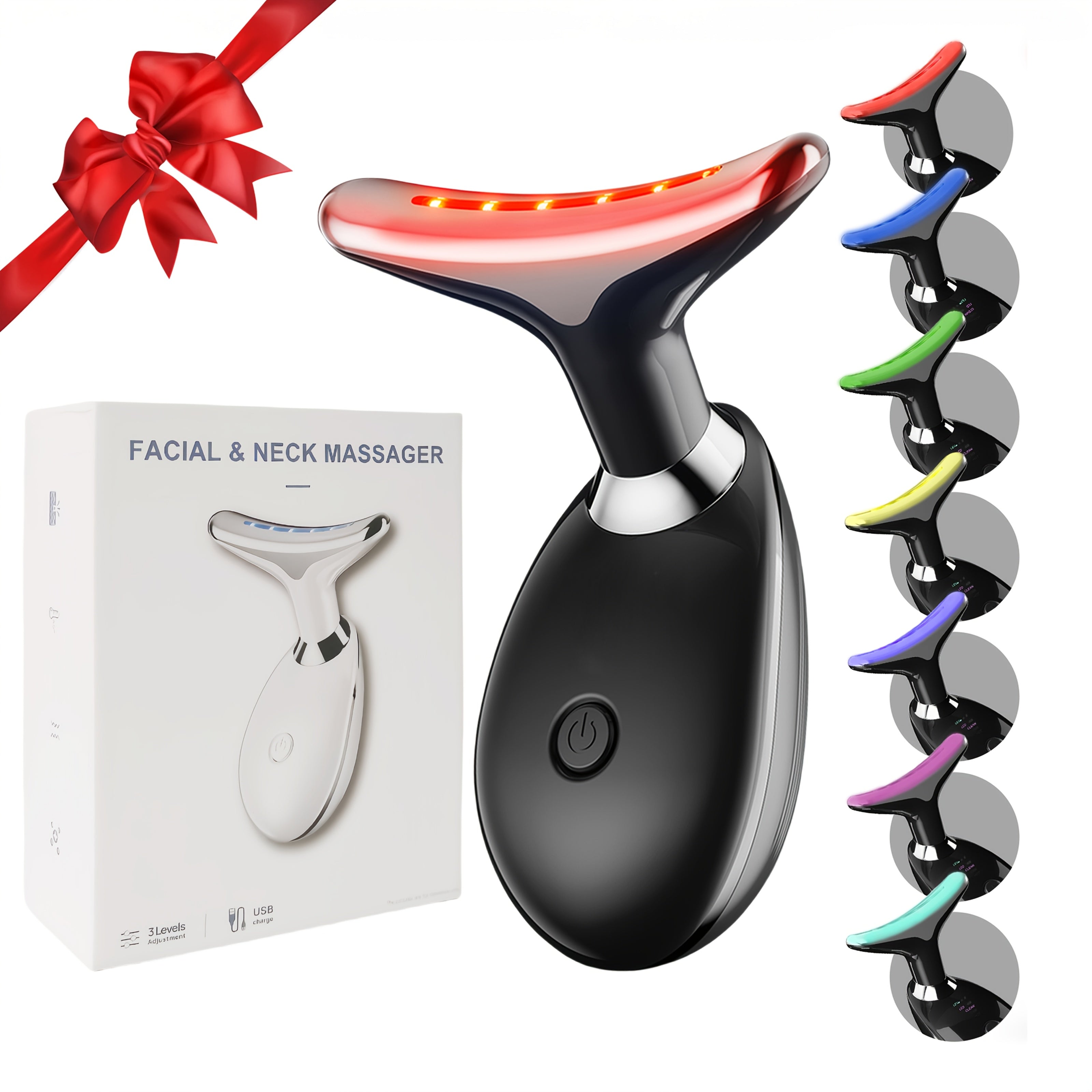 1 dona elektr bo'yin va yuz massajeri, 7 rangda, erkaklar va ayollar uchun mos. Portativ va engil bej, uyda, sayohatda va sovg'a berish uchun ideal.