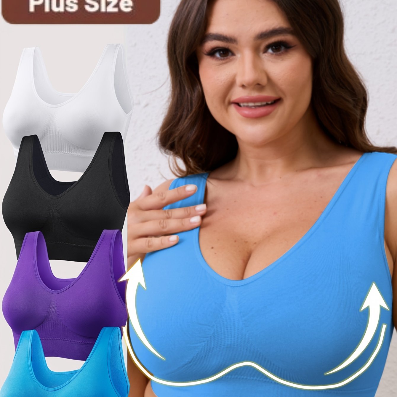Women Seamless Wireless Sports Bra Plus Size Yoga Running Vest Double Layer
