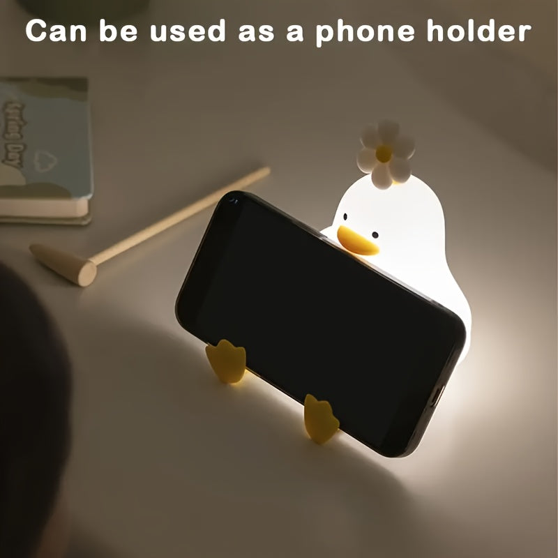 Flower Duck LED Night Light Rechargeable with Adjustable Brightness for Bedroom Relaxation