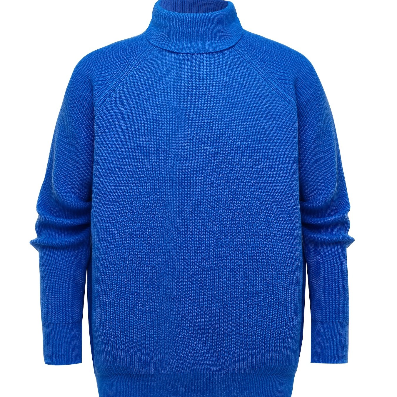 Men's High Neck Knit Sweater Long Sleeve Polyester Solid Color Fall Winter Plus Size