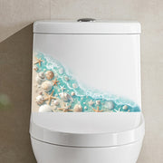 Beach Themed Toilet Lid Decal Starfish Conch Shell Bathroom Wall Sticker for Christmas Halloween